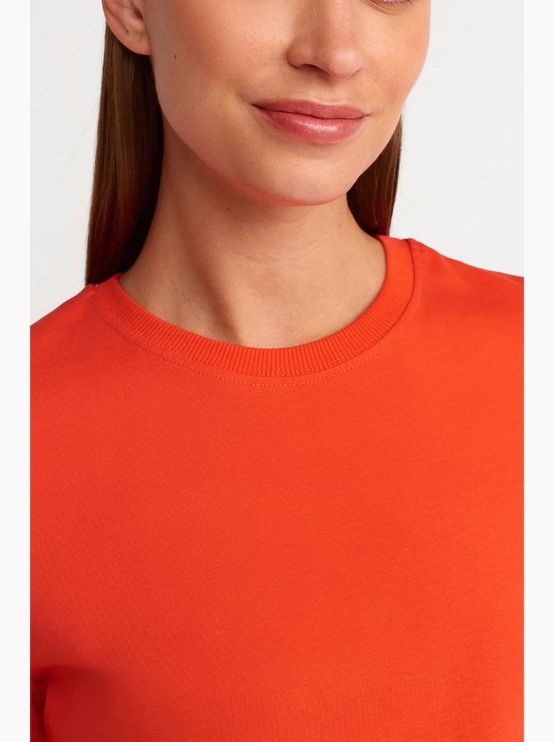Dames t-shirt van katoen met ronde hals dilvin Oranje - Kiabi