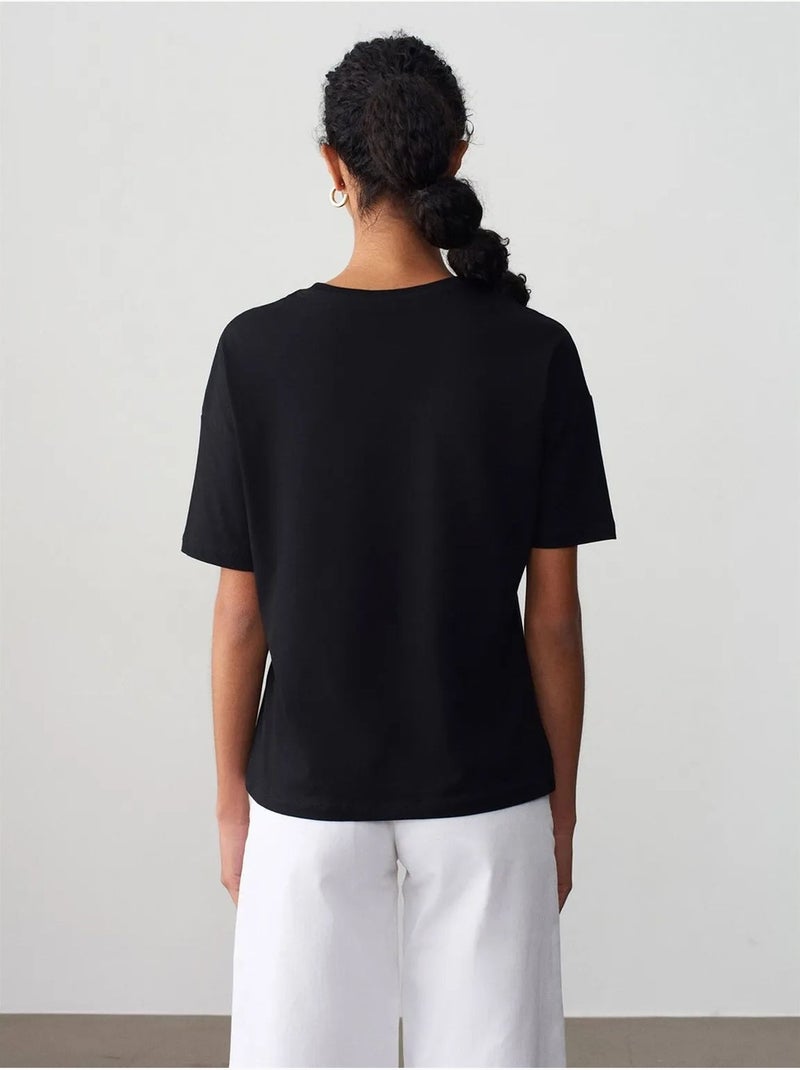 Dames t-shirt van katoen met ronde hals dilvin Zwart - Kiabi