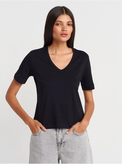 Dames t-shirt van katoen met v-hals dilvin - Kiabi