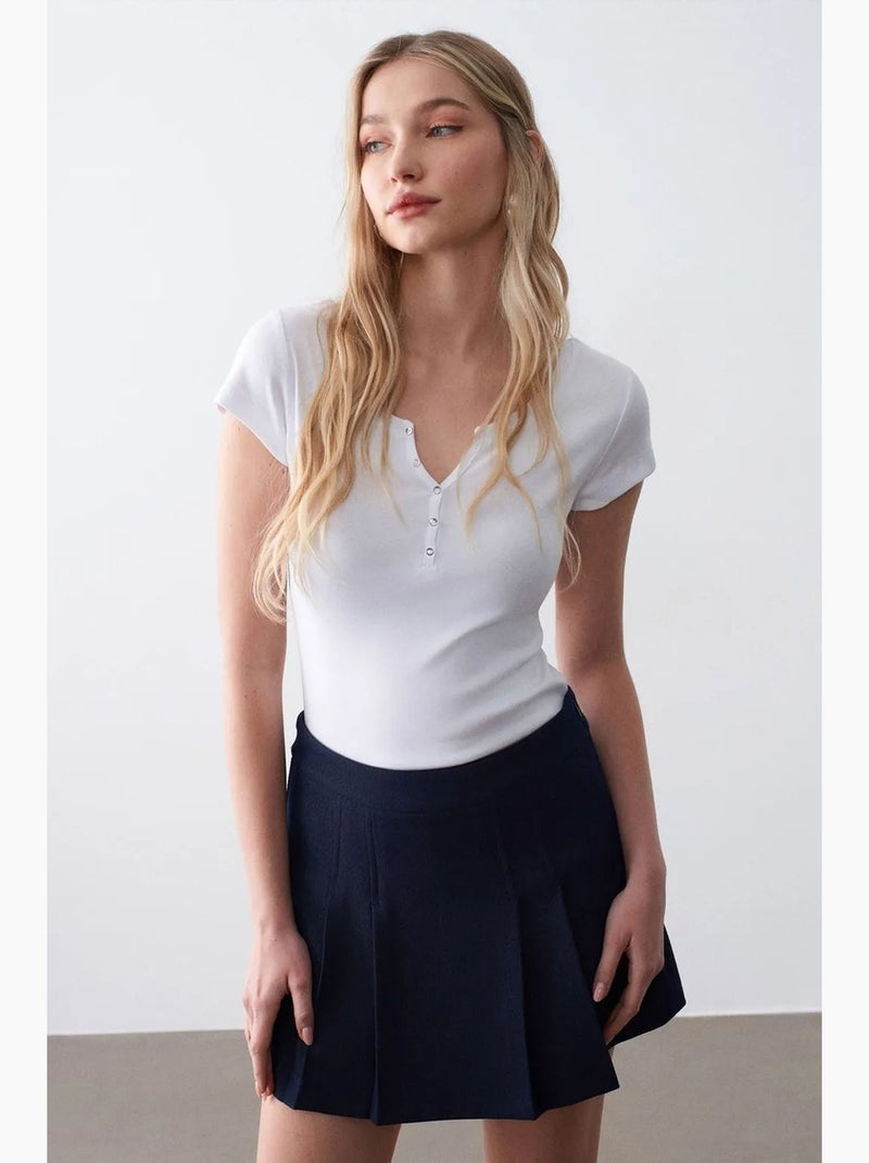 Dames t-shirt van katoen, slim fit, ronde hals dilvin Wit - Kiabi