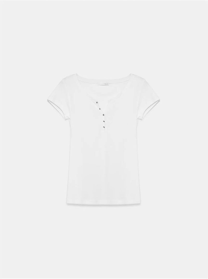 Dames t-shirt van katoen, slim fit, ronde hals dilvin Wit - Kiabi