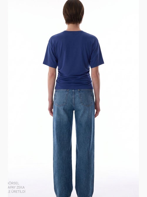 Dames t-shirt van modal met detail in de taille en plooien penti - Kiabi