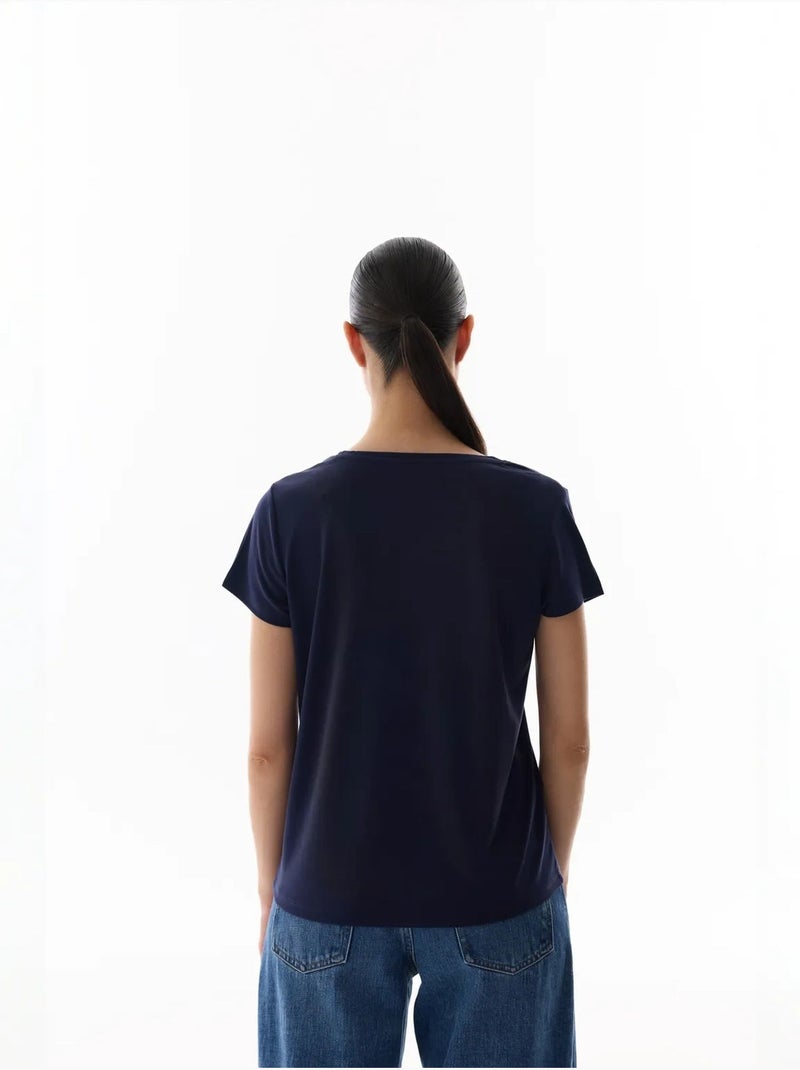 Dames t-shirt van modal penti Marineblauw - Kiabi