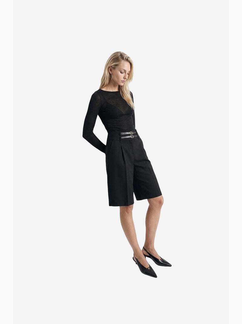 Dames tailored pull-on short dilvin Zwart - Kiabi