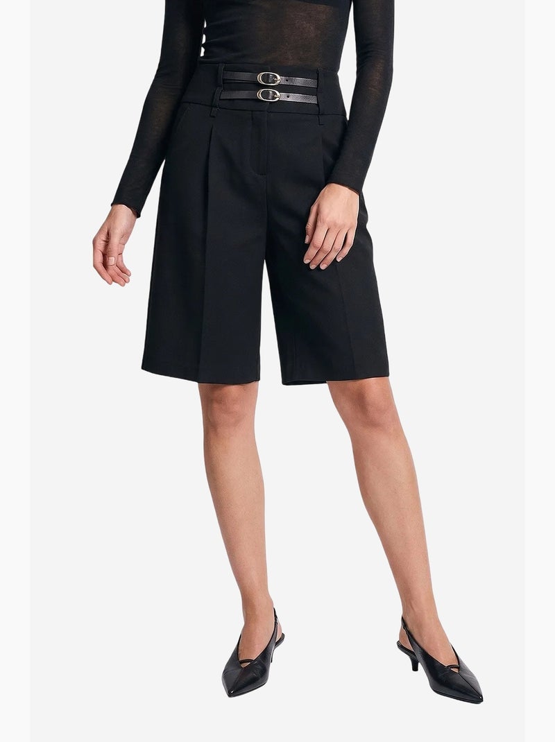 Dames tailored pull-on short dilvin Zwart - Kiabi