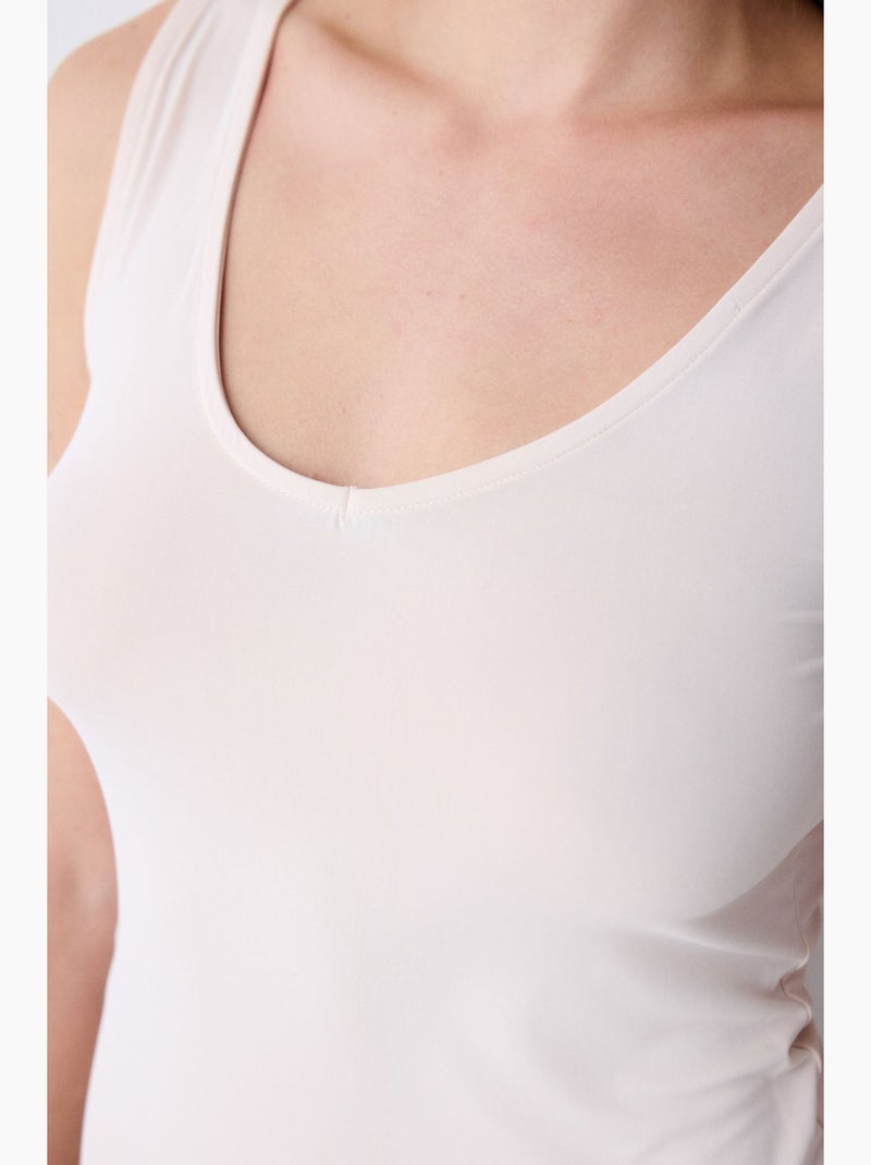 Dames tanktop met v-hals penti Gebroken wit - Kiabi