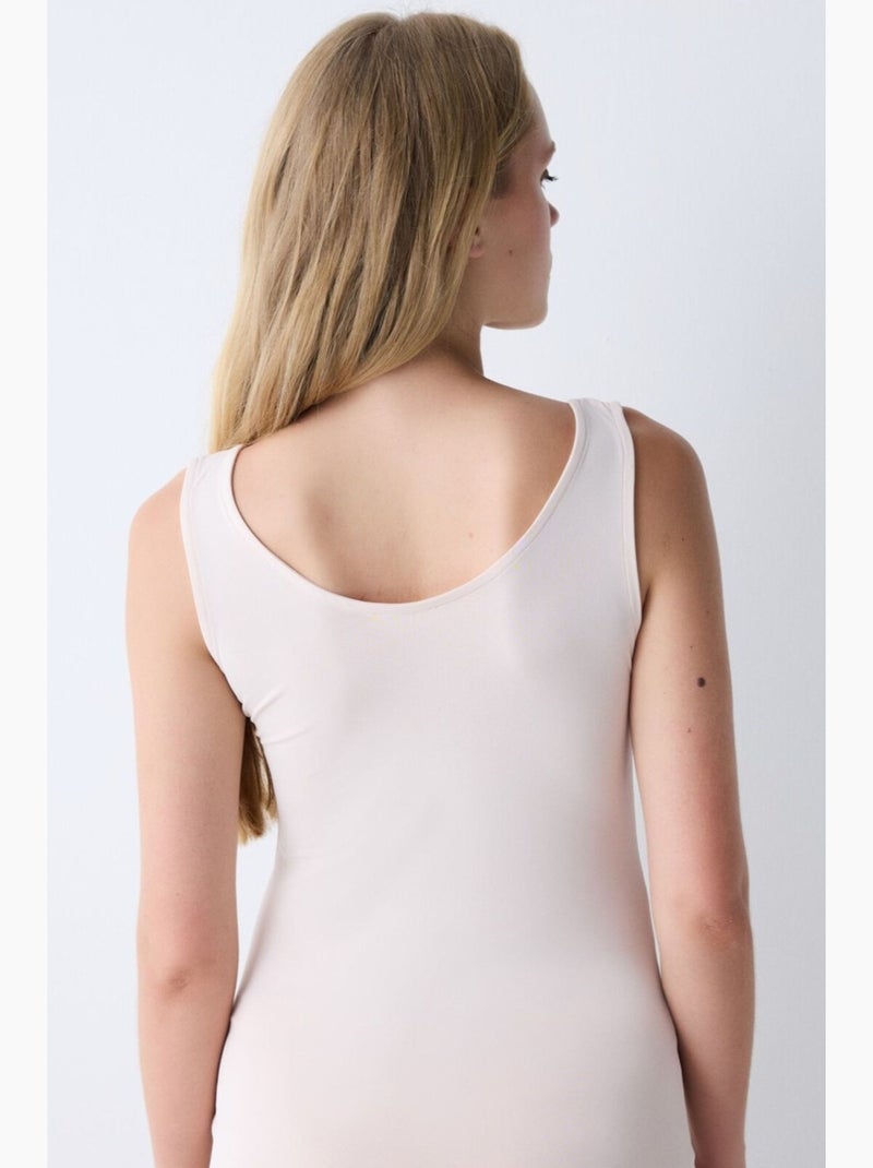 Dames tanktop met v-hals penti Gebroken wit - Kiabi