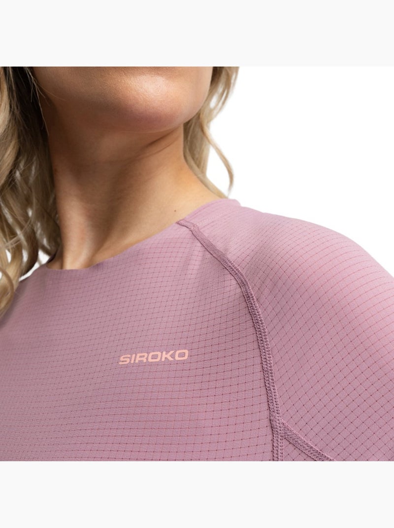 Dames technisch fietsshirt met korte mouwen bikepacking Paars - Kiabi