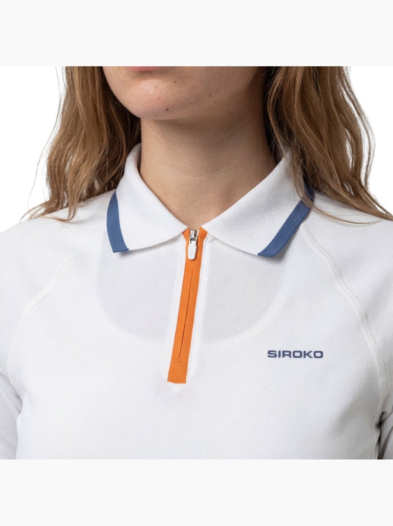 Dames technische tennispolo met halve rits Wit - Kiabi