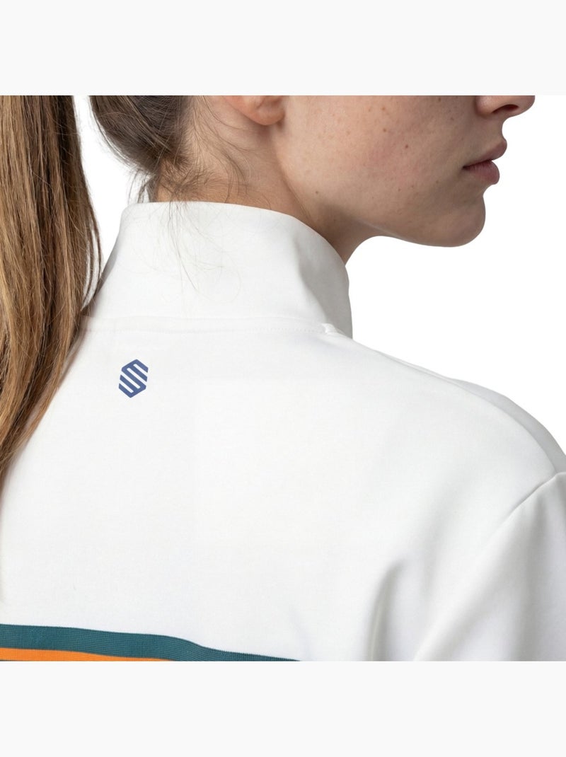 Dames tennissweatshirt met halve rits Wit - Kiabi