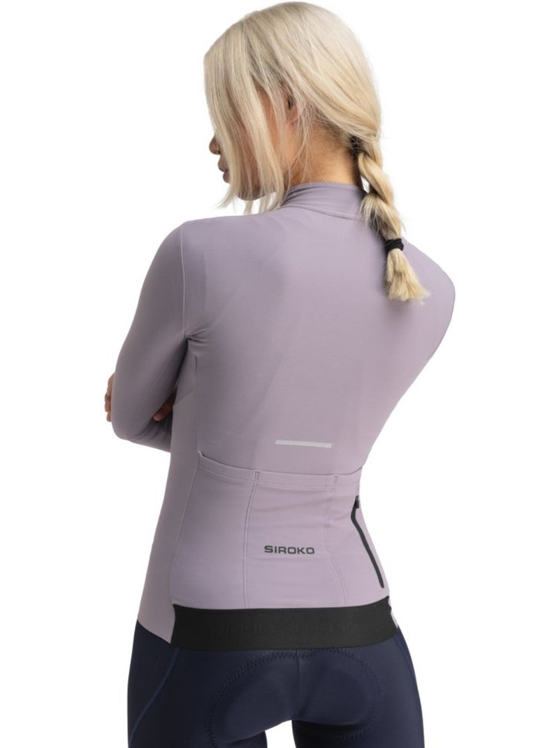 Dames thermo wielershirt met lange mouwen Lavendel - Kiabi