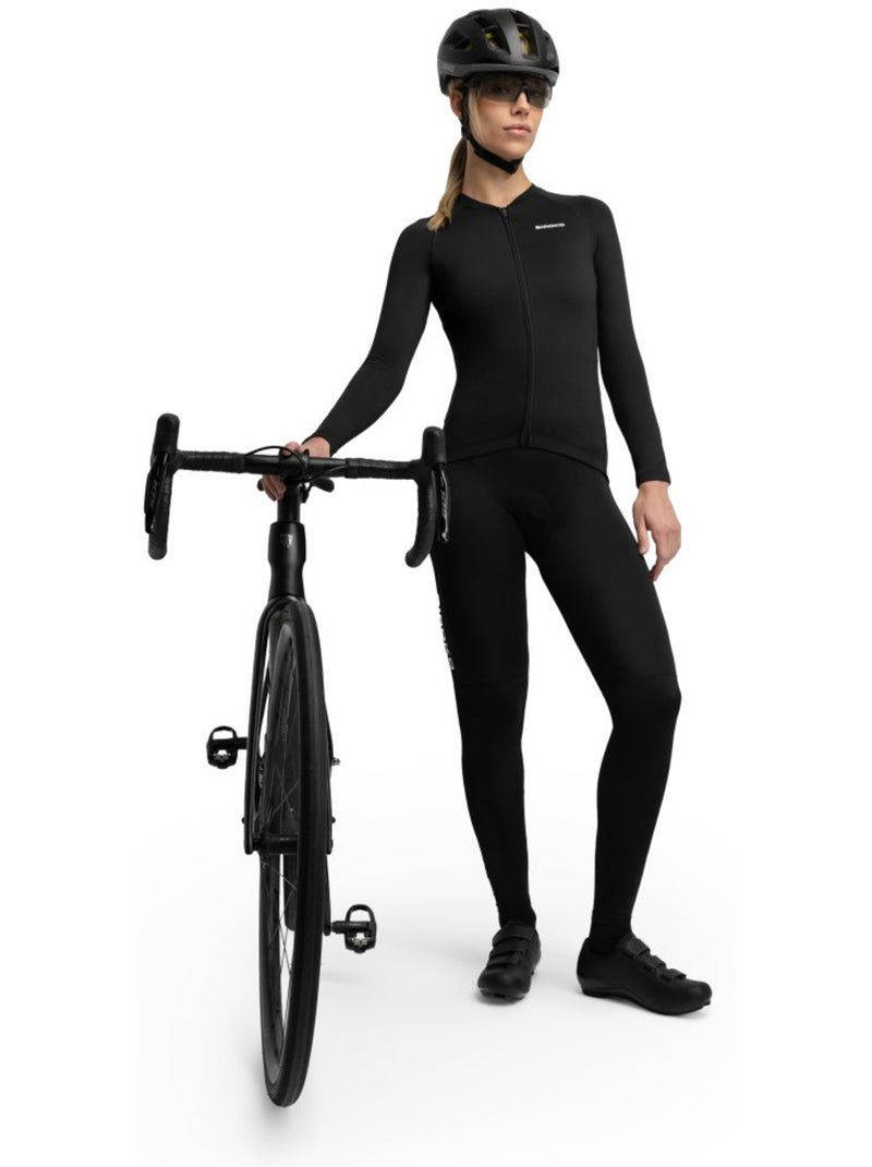 Dames thermo wielershirt met lange mouwen Zwart - Kiabi