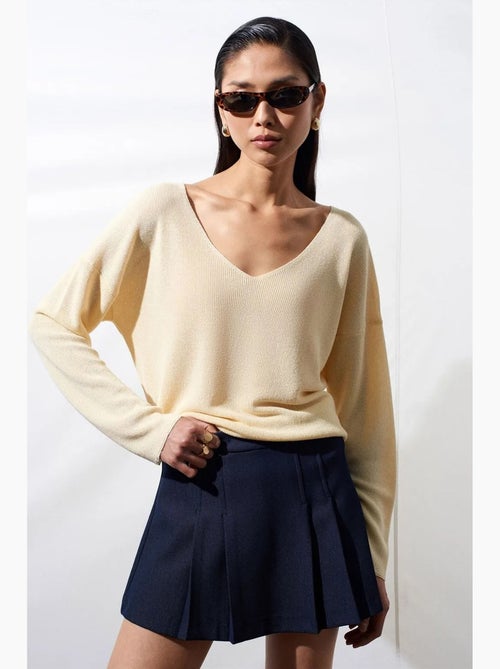 Dames trui van ribgebreide knit met v-hals dilvin - Kiabi