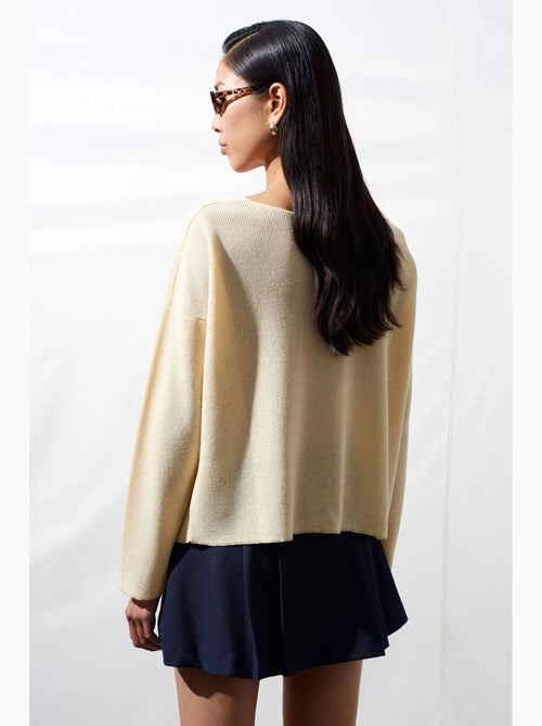 Dames trui van ribgebreide knit met v-hals dilvin - Kiabi