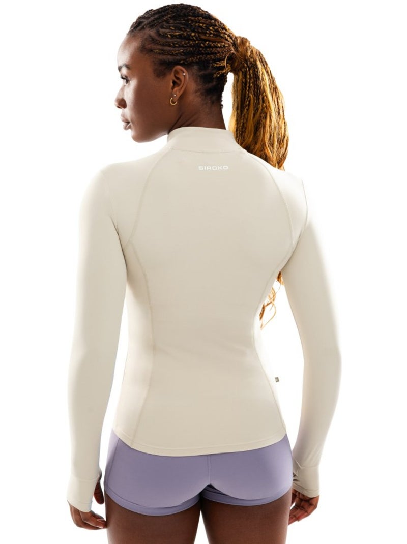 Dames ultralicht trainingsjack met volledige ritssluiting Beige - Kiabi