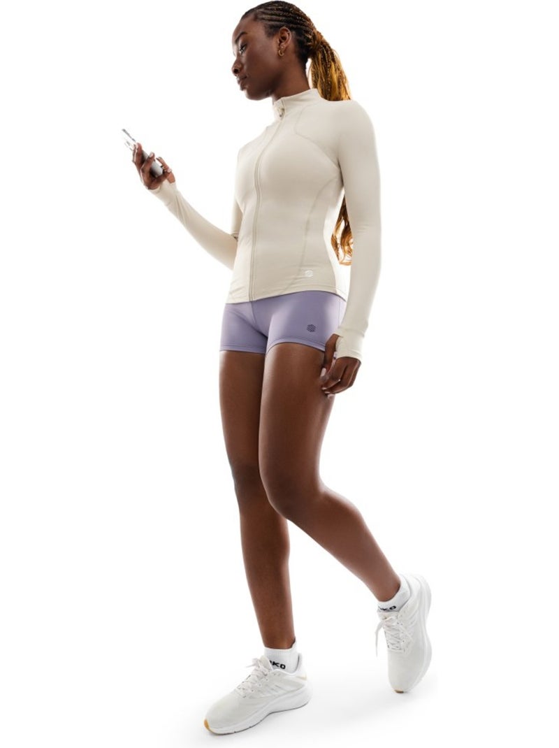 Dames ultralicht trainingsjack met volledige ritssluiting Beige - Kiabi