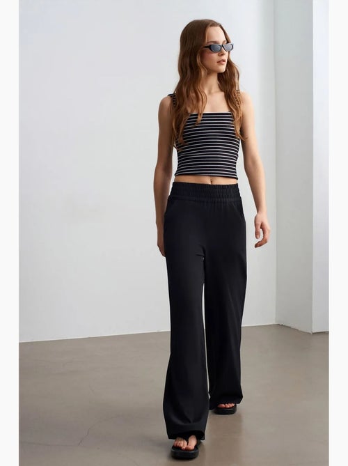 Dames wide-leg broek van crêpe dilvin - Kiabi