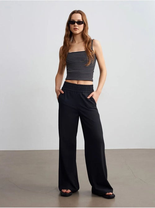 Dames Wide-leg Broek Van Crêpe - Kiabi Dames Wide-leg Broek Van Crêpe - Kiabi