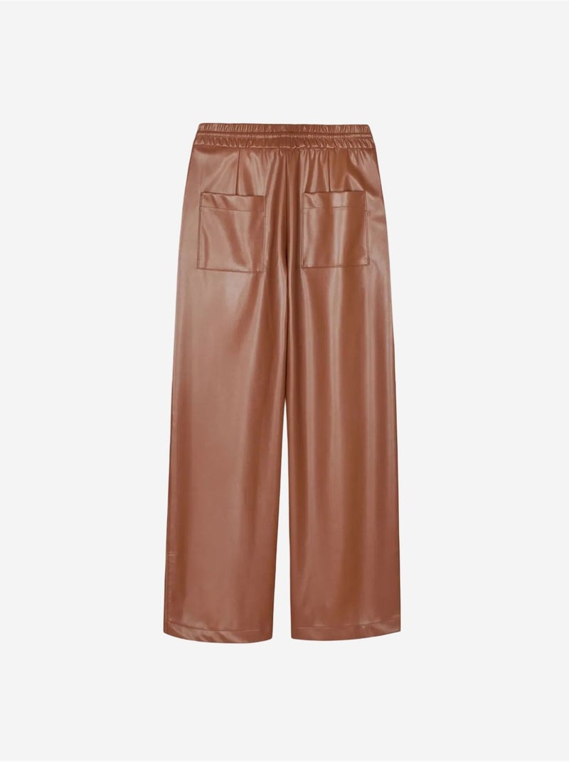 Dames wide-leg broek van imitatieleer dilvin Bruin - Kiabi