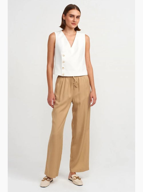 Dames wide-leg broek van tencel met trekkoord dilvin - Kiabi Dames wide-leg broek van tencel met trekkoord dilvin - Kiabi