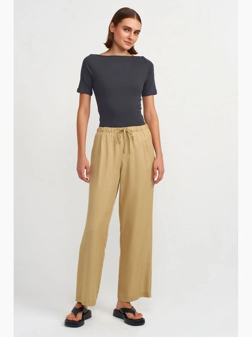 Dames wide-leg broek van tencel met trekkoord dilvin - Kiabi Dames wide-leg broek van tencel met trekkoord dilvin - Kiabi
