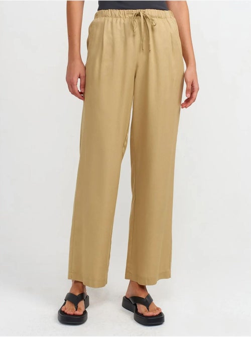 Dames wide-leg broek van tencel met trekkoord dilvin - Kiabi Dames wide-leg broek van tencel met trekkoord dilvin - Kiabi