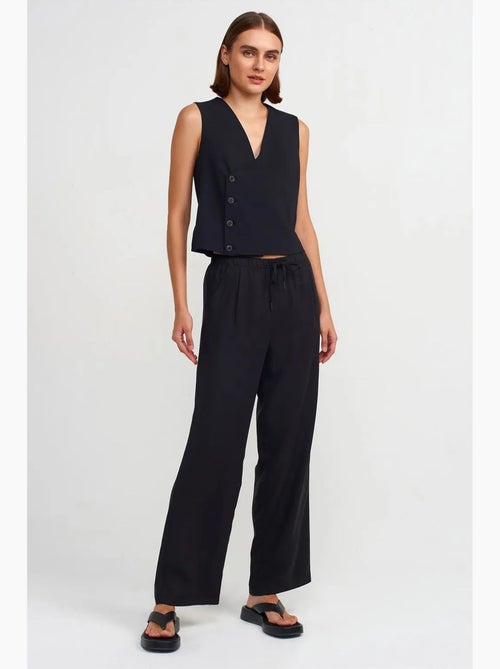 Dames wide-leg broek van tencel met trekkoord dilvin - Kiabi Dames wide-leg broek van tencel met trekkoord dilvin - Kiabi