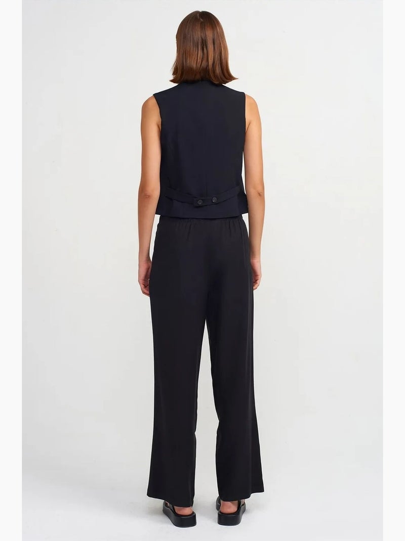 Dames wide-leg broek van tencel met trekkoord dilvin Zwart - Kiabi