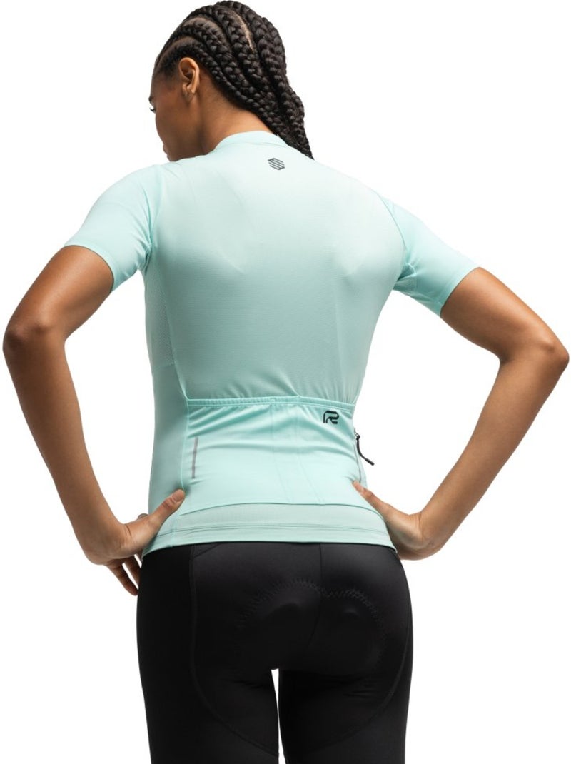 Dames wielershirt met korte mouwen van gerecycled materiaal Turkoois - Kiabi