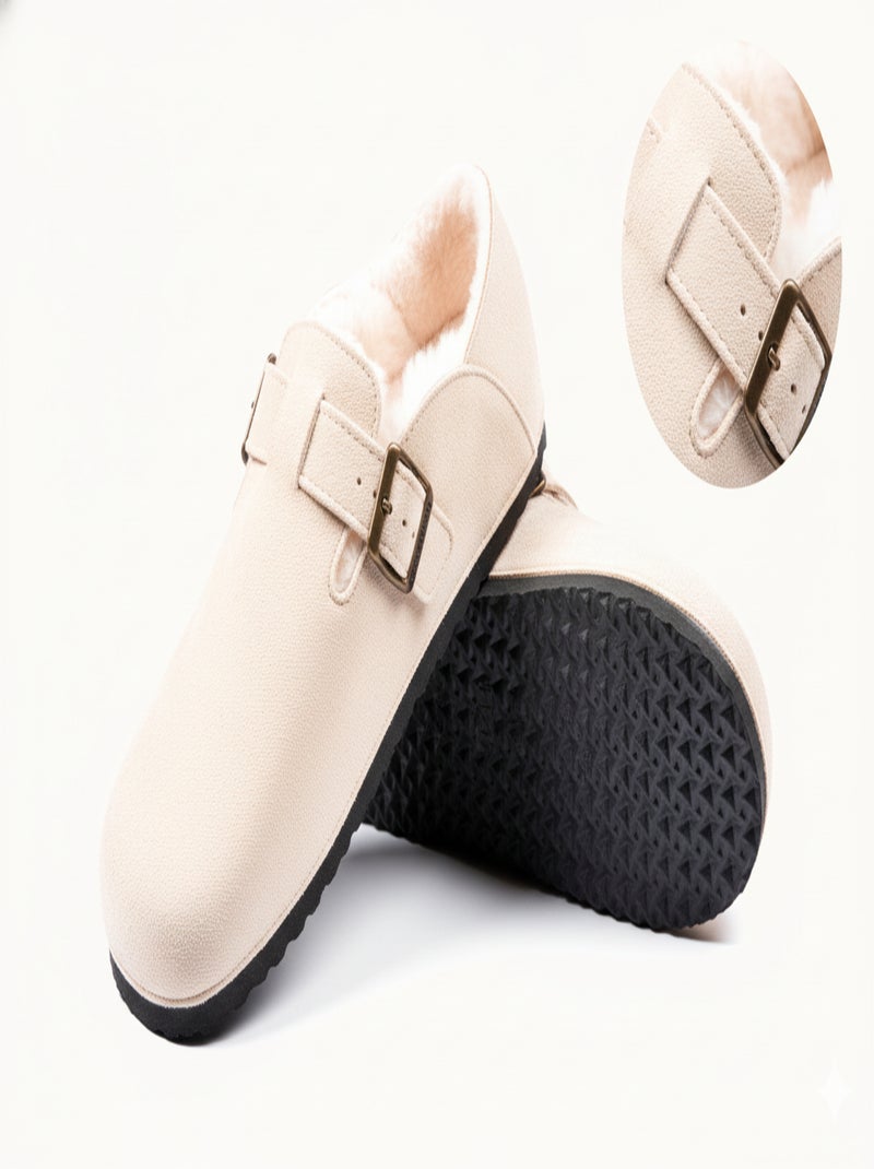 Dames Winterslippers Binnenschoenen Gevoerd MD8845 Taupe - Kiabi