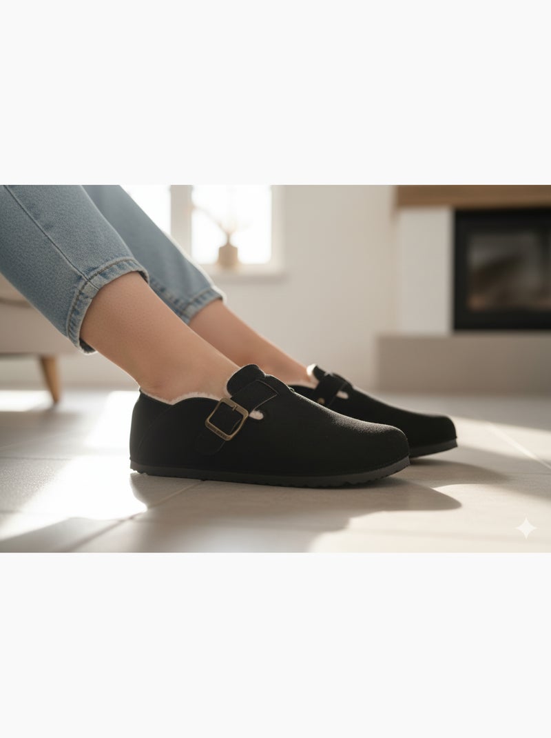 Dames Winterslippers Binnenschoenen Gevoerd MD8845 Zwart - Kiabi