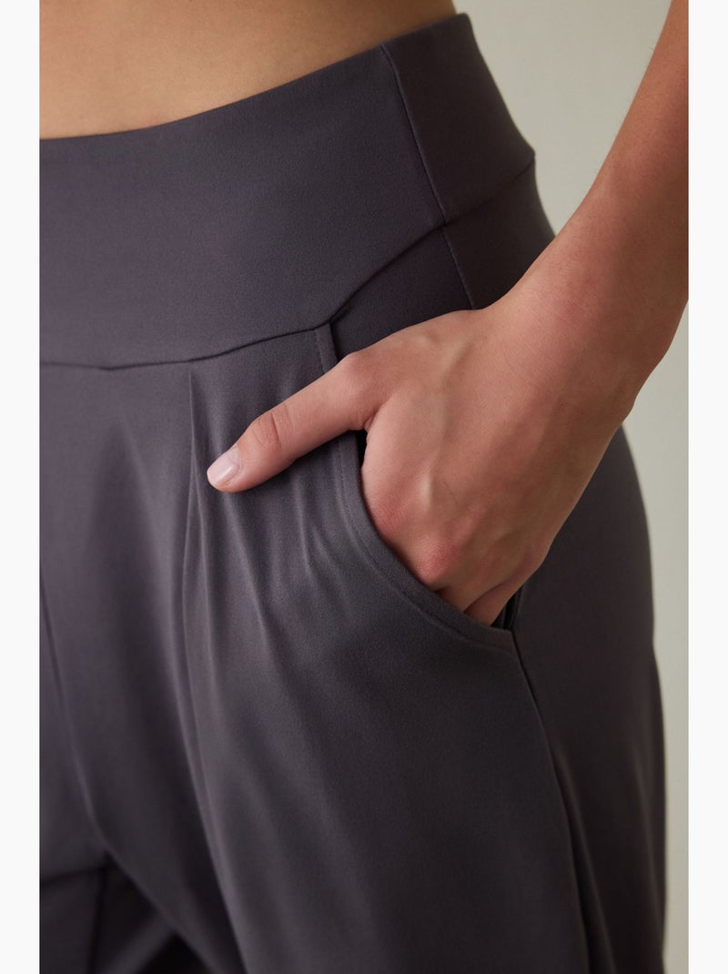 Dames yogabroek laag penti Grijs Zwart - Kiabi