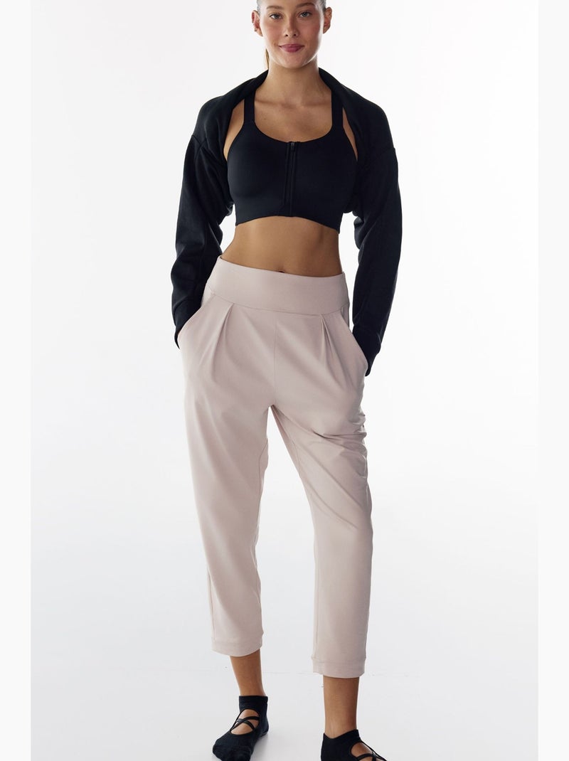 Dames yogabroek laag penti Zand - Kiabi