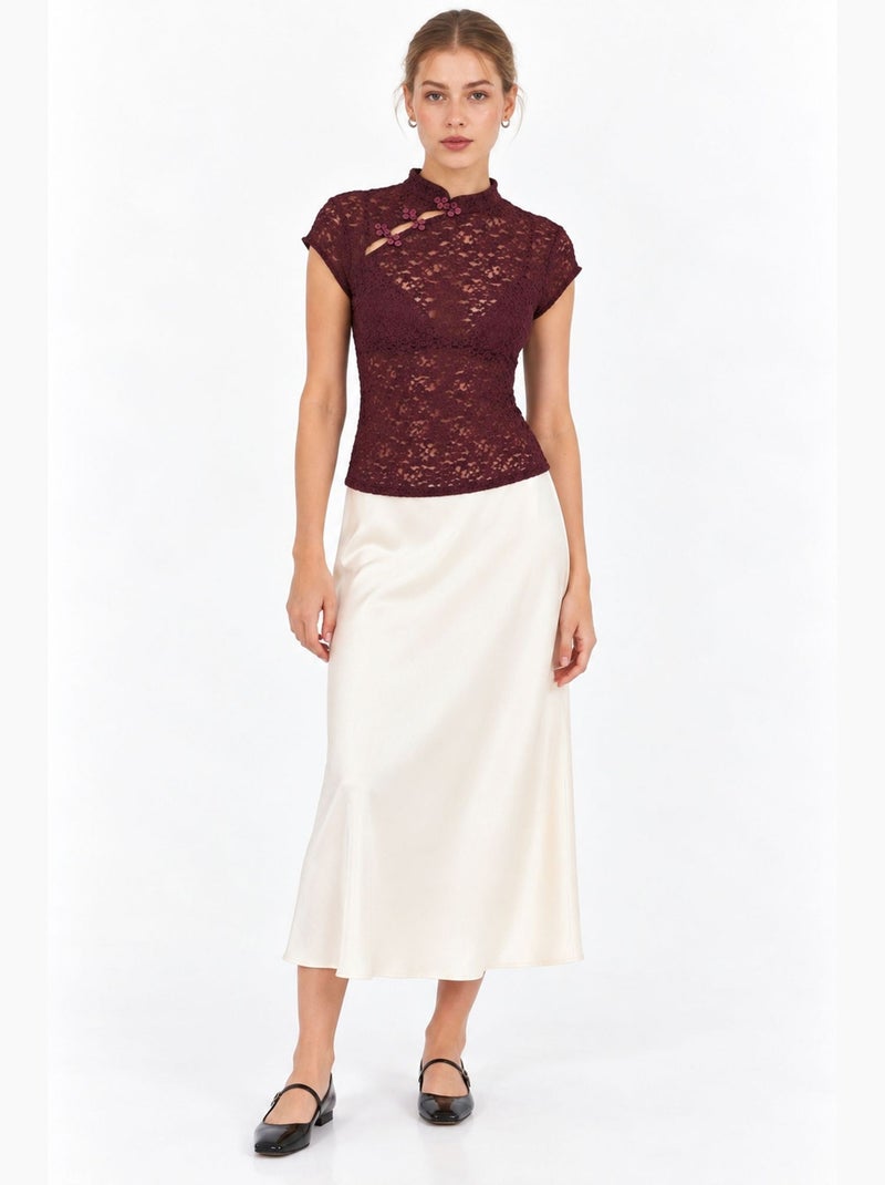 Damesblouse busem Bordeauxrood - Kiabi