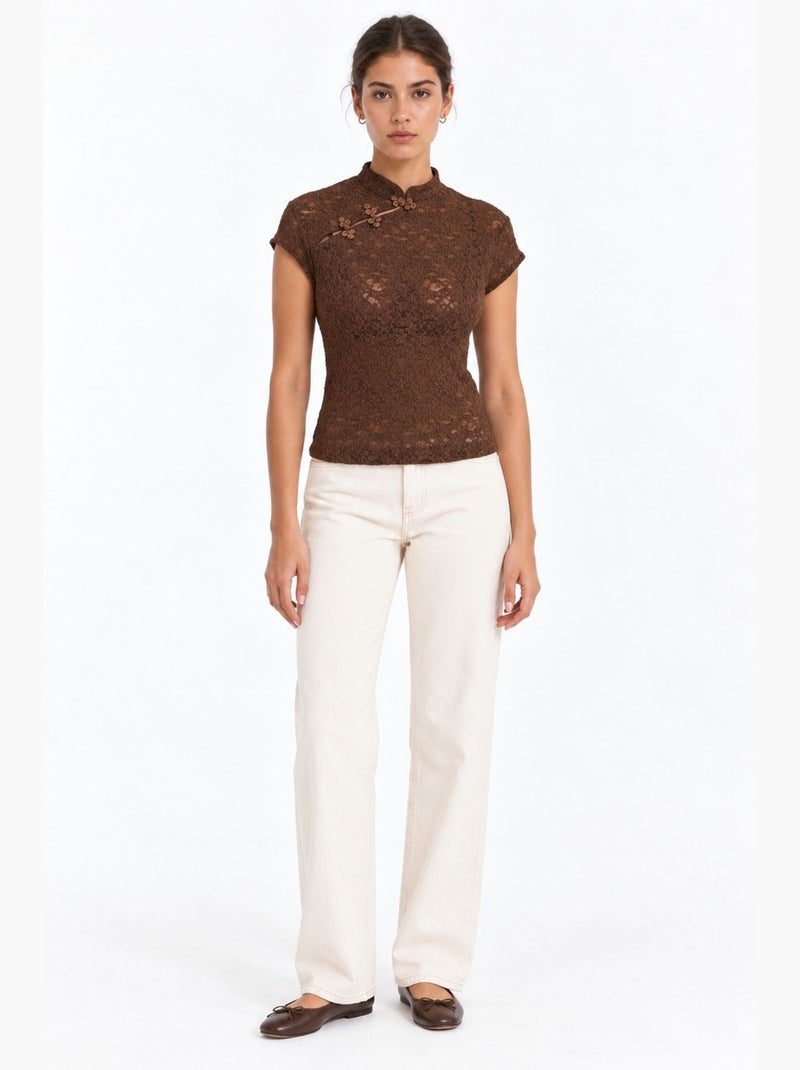 Damesblouse busem Chocoladebruin - Kiabi