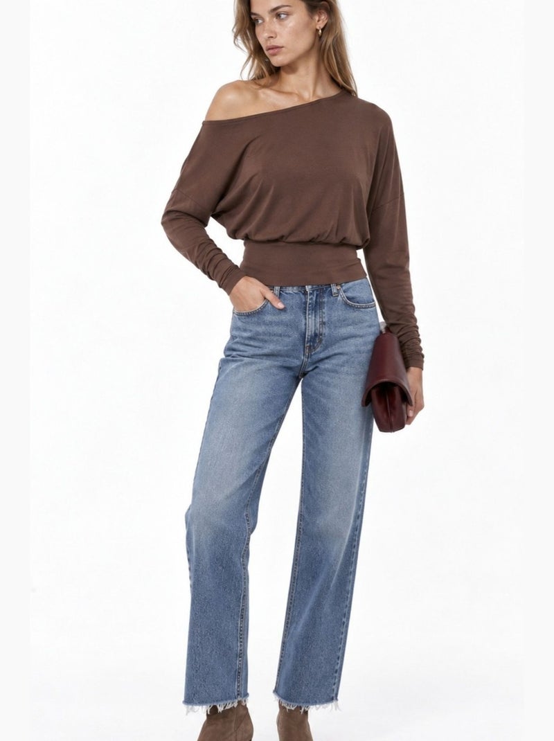 Damesblouse busem Chocoladebruin - Kiabi