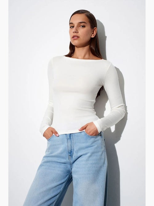 Damesblouse met slim fit, boothals en lange mouwen dilvin - Kiabi Damesblouse met slim fit, boothals en lange mouwen dilvin - Kiabi