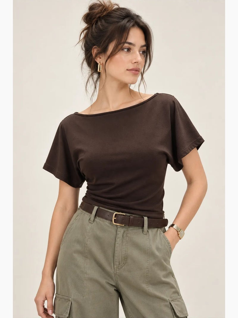 Damesblouse mixray Chocoladebruin - Kiabi