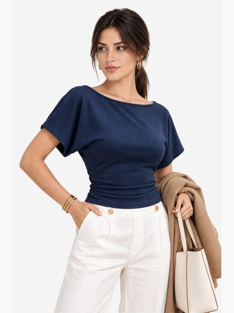 Damesblouse mixray Marineblauw - Kiabi
