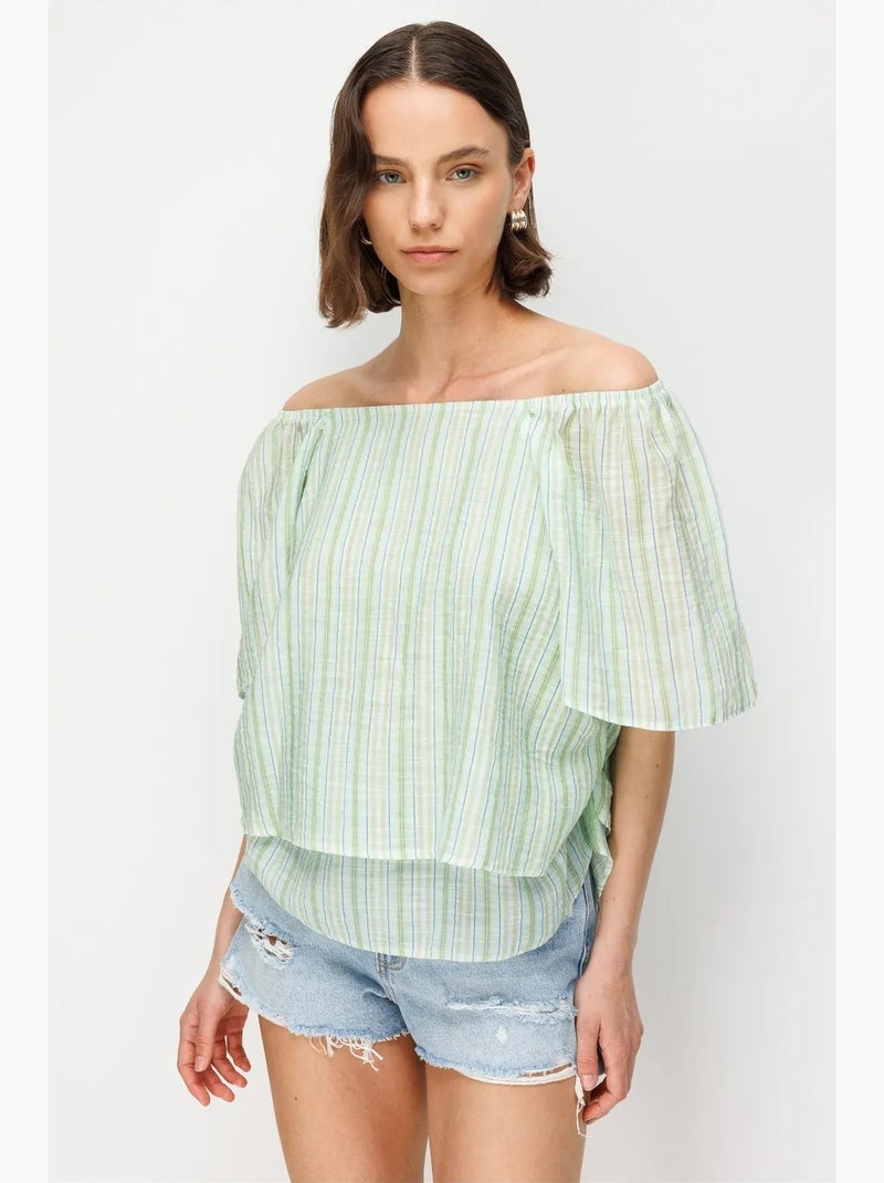 Damesblouse mixray Muntgroen - Kiabi