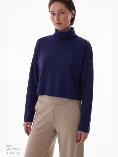 Damesblouse van modal met hoge kraag en lange mouwen penti - Kiabi