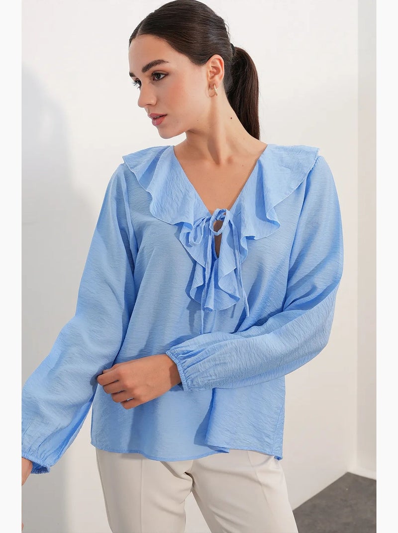 Damesblouse van viscosemix bdart Hemelsblauw - Kiabi
