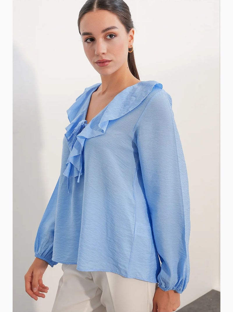 Damesblouse van viscosemix bdart Hemelsblauw - Kiabi