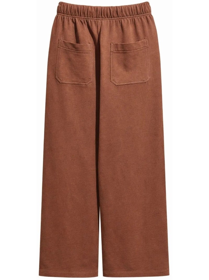 Damesbroek met elastische taille en wijde pijp mixray Bruin - Kiabi