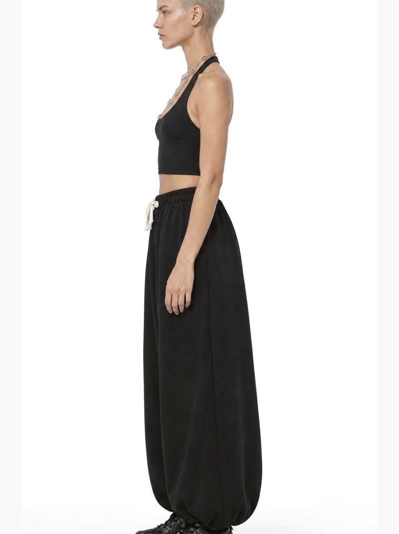 Damesbroek met elastische taille jogger busem Zwart - Kiabi