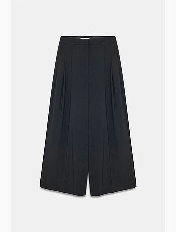 Damesbroek met hoge taille en wijde pijp van crêpe dilvin