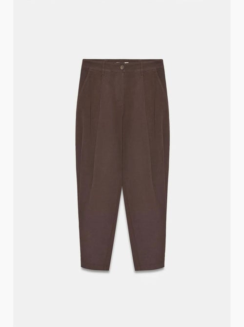 Damesbroek met hoge taille en wijde pijp van poplin dilvin - Kiabi Damesbroek met hoge taille en wijde pijp van poplin dilvin - Kiabi