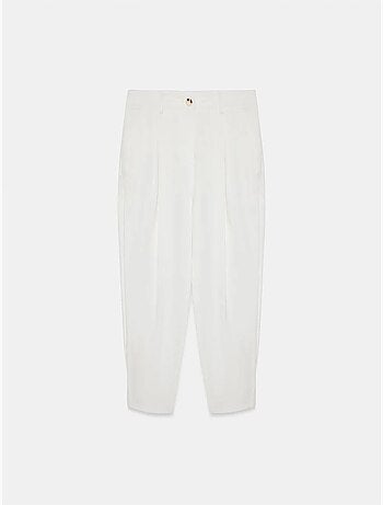 Damesbroek met hoge taille en wijde pijp van poplin dilvin