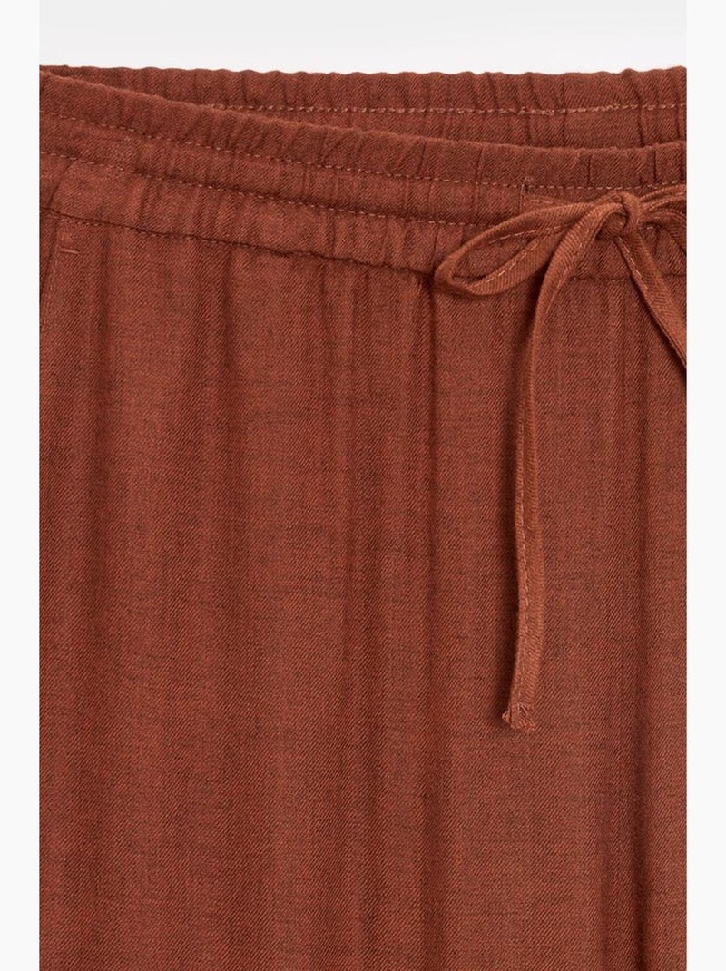 Damesbroek met wijde pijpen en trekkoord in de taille dilvin Terracotta - Kiabi