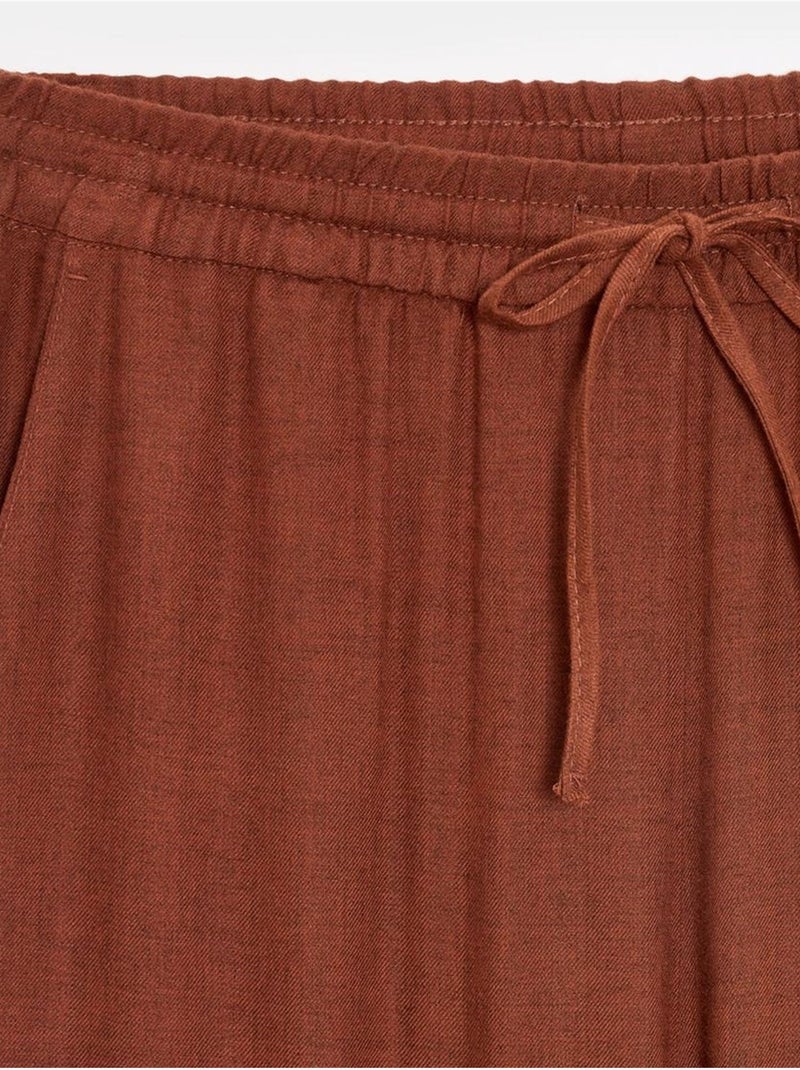 Damesbroek Met Wijde Pijpen En Trekkoord In De Taille Terracotta - Kiabi